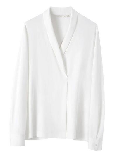 Asymmetrisk l chiffongbluse med jakkekrage l Vanero
