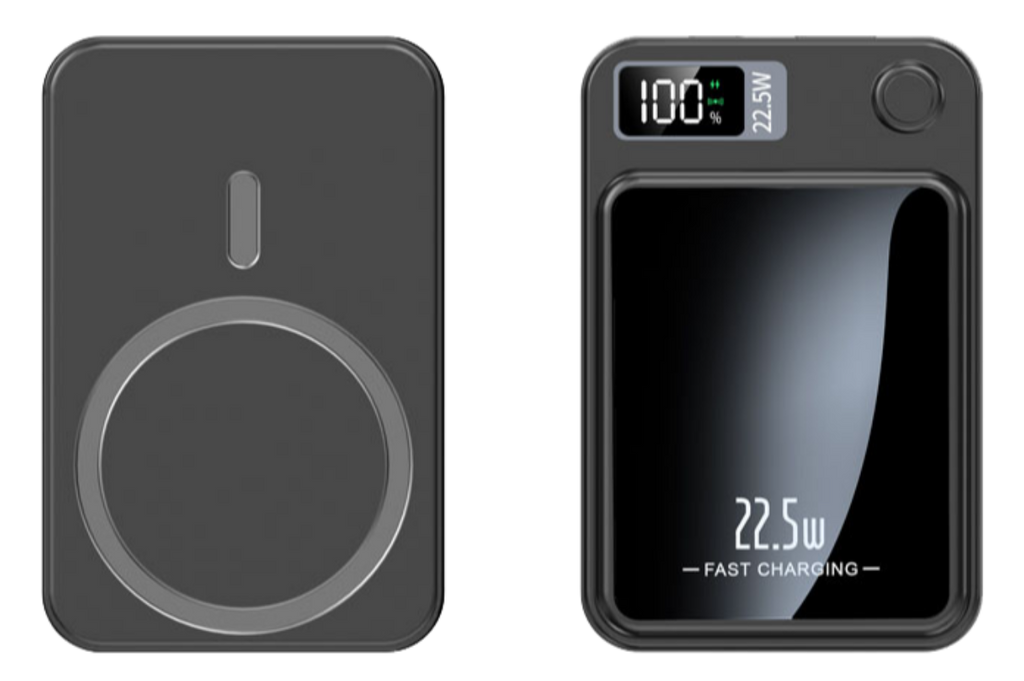 Magnetisk Trådløs Powerbank 15W | USB-C Genopladeligt Bærbart Batteri | Smartphoneopladning Med LED-Display | Vanero