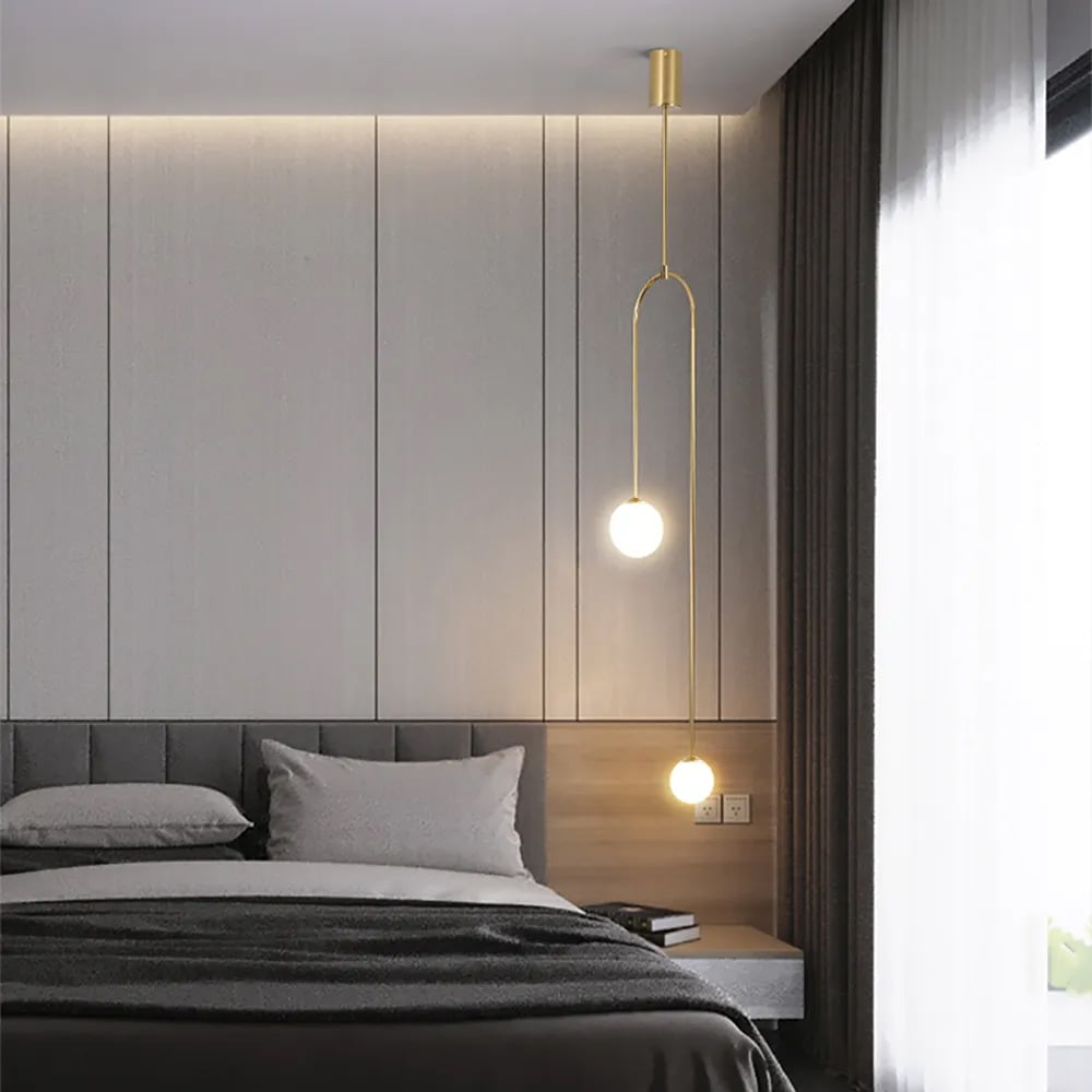 Moderne l pendel Glas Globe 2-Light U-formet til stue og soveværelse l Vanero