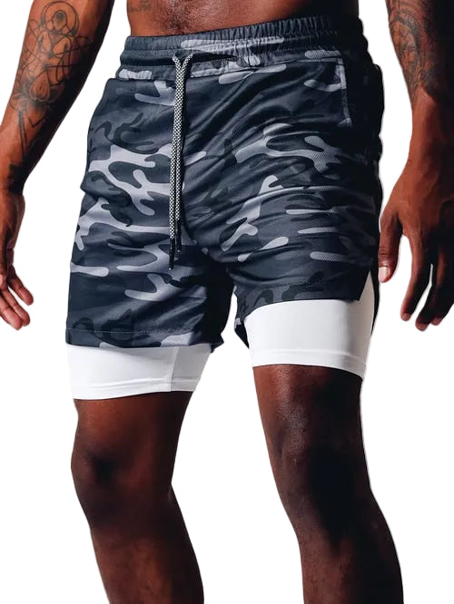 Unisex Sportsshorts Polyester Elastan | Regular Fit 2-i-1 Træningsshorts | Indershorts Design til Løb & Træning | Vanero