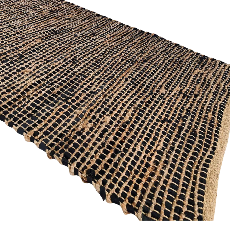 Skind Jute Gulvtæppe Håndflettet Design | Rektangulært Indendørs Tæppe 140x200 cm | Stue Soveværelse & Entré Brug | Vanero