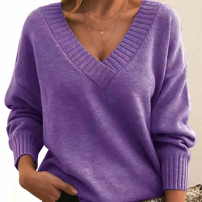 Stine | Oversized V-Hals Sweater Dame Komfortabel og Trendy | Vanero