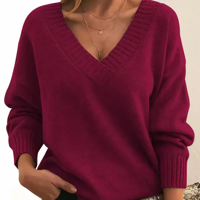 Stine | Oversized V-Hals Sweater Dame Komfortabel og Trendy | Vanero