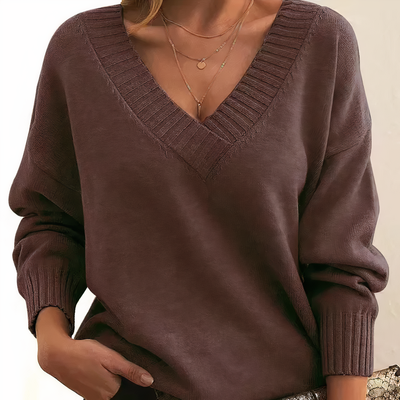 Stine | Oversized V-Hals Sweater Dame Komfortabel og Trendy | Vanero