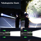 Genopladelig LED Lommelygte Aluminiumskrop | Zoombar Lysstråle Med Flere Lysfunktioner | Camping Vandring Nødbrug & Outdoor | Vanero