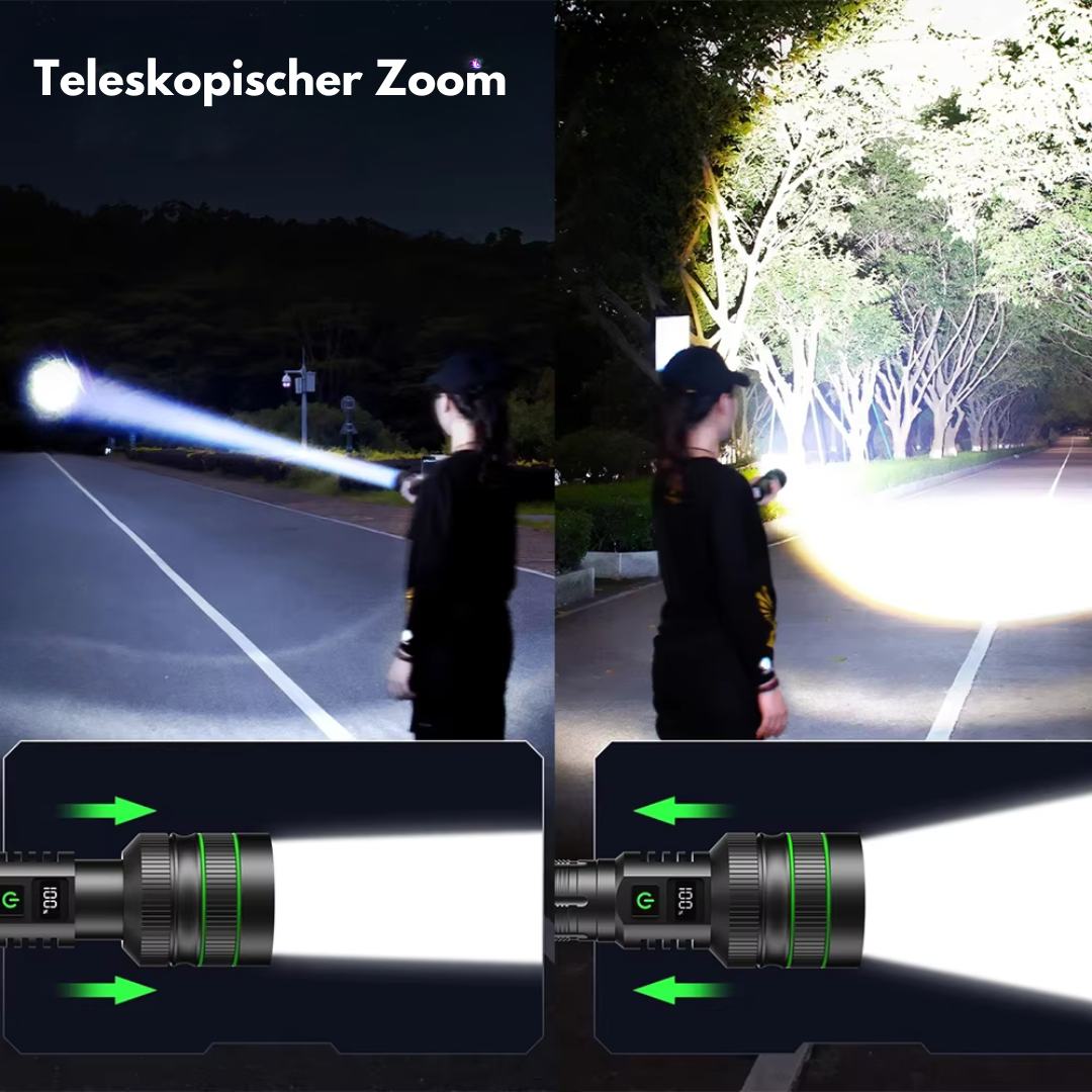 Genopladelig LED Lommelygte Aluminiumskrop | Zoombar Lysstråle Med Flere Lysfunktioner | Camping Vandring Nødbrug & Outdoor | Vanero