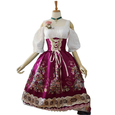 Agnes | Dirndlkjole Med Forklæde & Bluse Til Damer Oktoberfest & Fester | Vanero