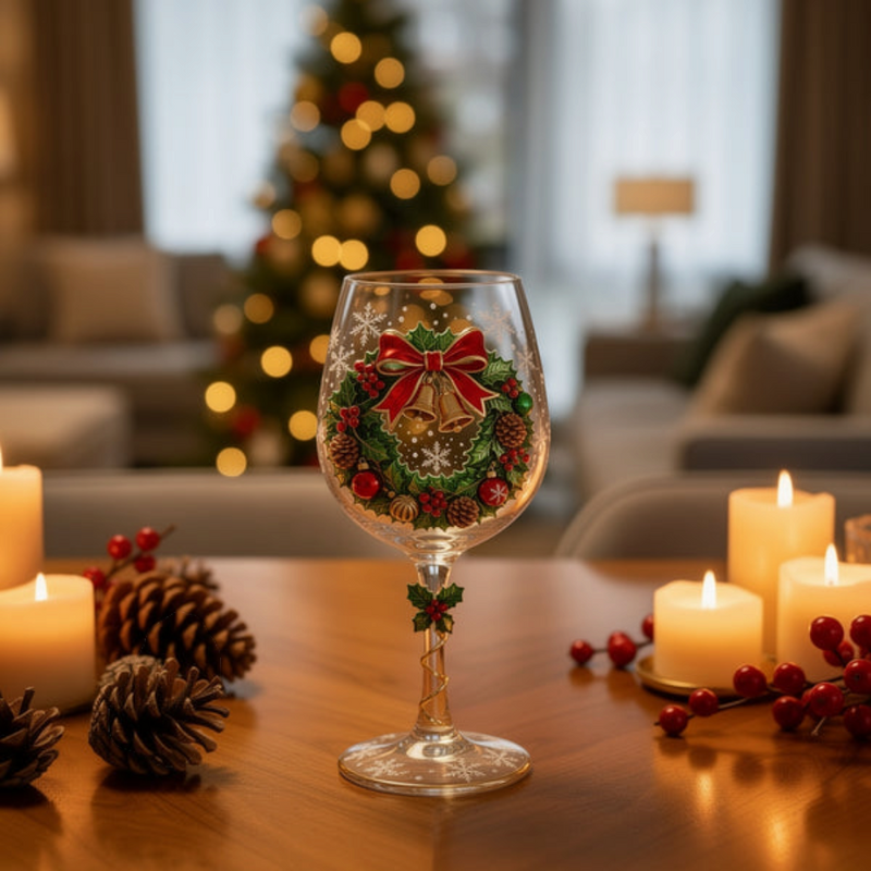 Juleglas-Sæt | Drikkeglas Med Julemand, Rensdyr & Snemandsmotiver | Dekorative Glas Til Julebord & Festlige Samlinger | Vanero