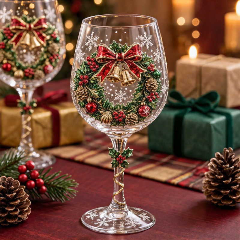 Juleglas-Sæt | Drikkeglas Med Julemand, Rensdyr & Snemandsmotiver | Dekorative Glas Til Julebord & Festlige Samlinger | Vanero
