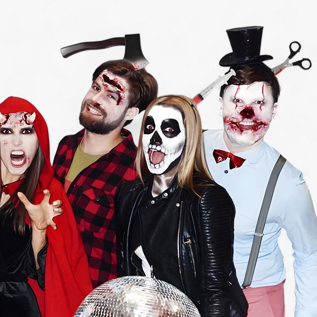 Halloween Horror Hårbøjle | Kunstig Økse & Sav Med Blodeffekt | Kostumetilbehør Til Halloween, Temafester & Cosplay | Vanero