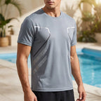 Herre Sport T-Shirt Syntetisk Stofblanding | Relaxed Fit Trænings T-Shirt | Gradient Print Design til Træning & Fritid | Vanero