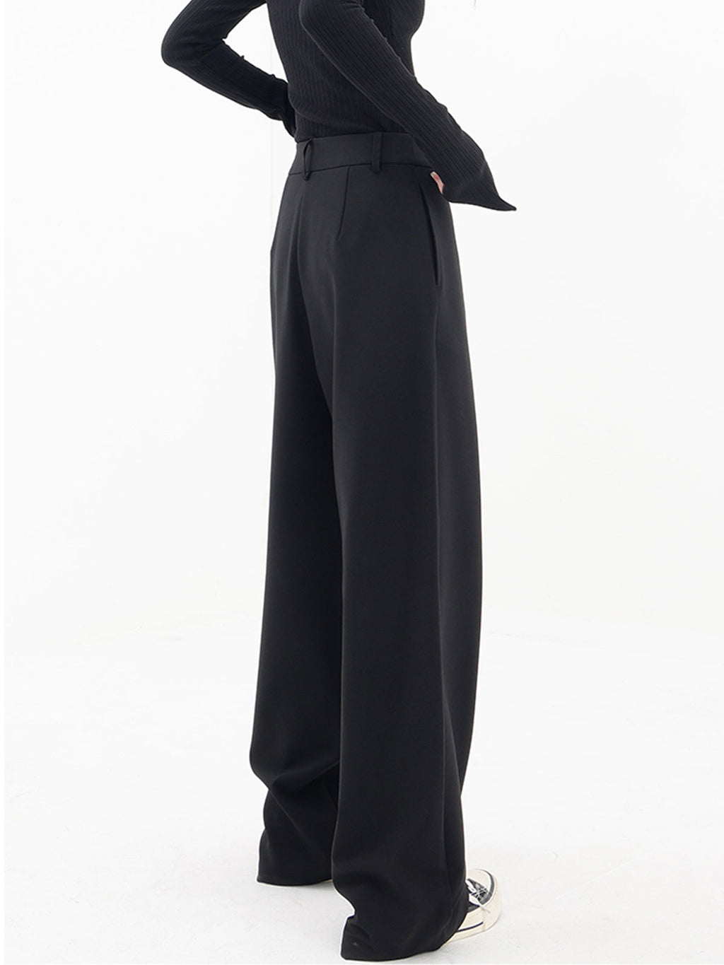Dame Bukser Blandet Tekstilmateriale | Wide-Leg Pasform Bukser | Asymmetrisk Talje Til Arbejde & Formelle Anledninger | Vanero