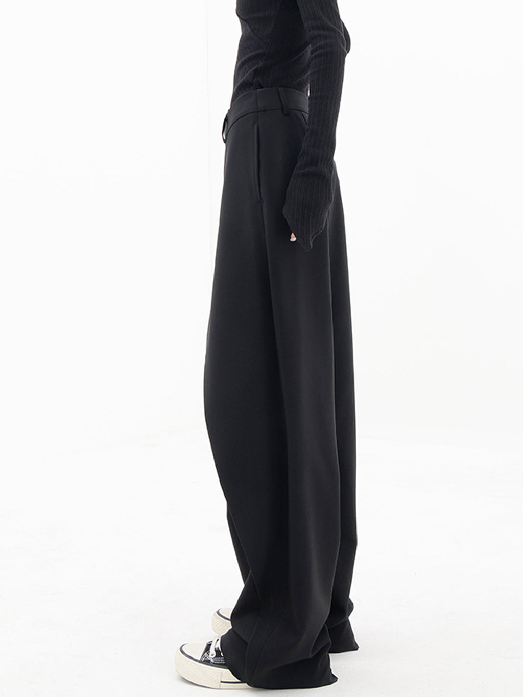 Dame Bukser Blandet Tekstilmateriale | Wide-Leg Pasform Bukser | Asymmetrisk Talje Til Arbejde & Formelle Anledninger | Vanero