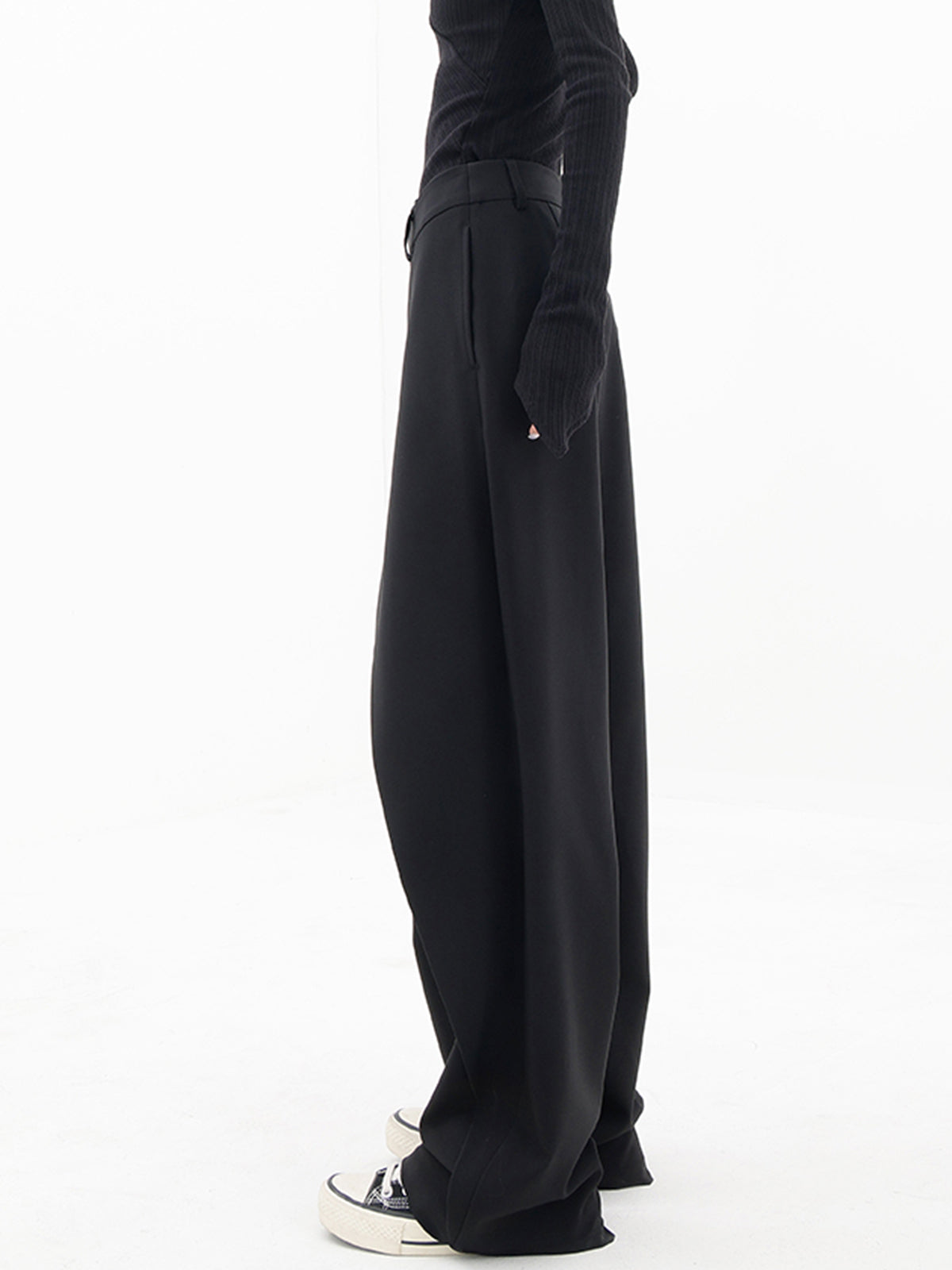 Dame Bukser Blandet Tekstilmateriale | Wide-Leg Pasform Bukser | Asymmetrisk Talje Til Arbejde & Formelle Anledninger | Vanero