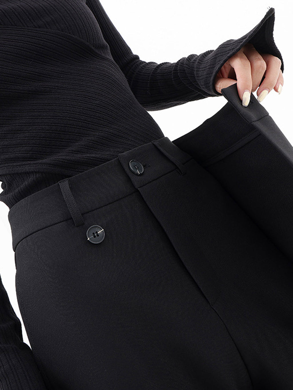 Dame Bukser Blandet Tekstilmateriale | Wide-Leg Pasform Bukser | Asymmetrisk Talje Til Arbejde & Formelle Anledninger | Vanero