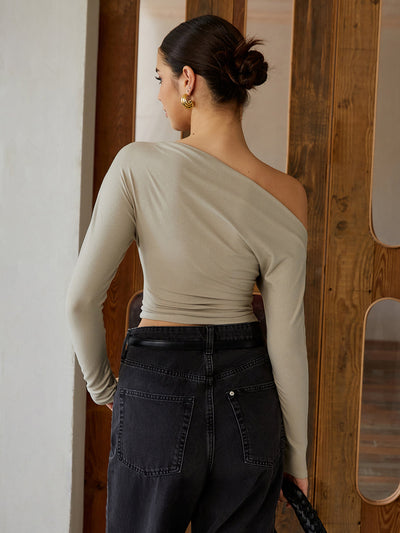 Bluse l med én skulder | Elegant & moderne stil l Vanero