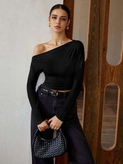Bluse l med én skulder | Elegant & moderne stil l Vanero