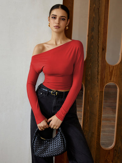 Bluse l med én skulder | Elegant & moderne stil l Vanero