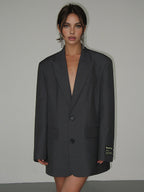 Sophia Polyester Viskose- & Bomuldsblanding | Oversized Pasform Blazer | Reverskrave Med Knaplukning til Arbejde & Daglig Brug | Vanero
