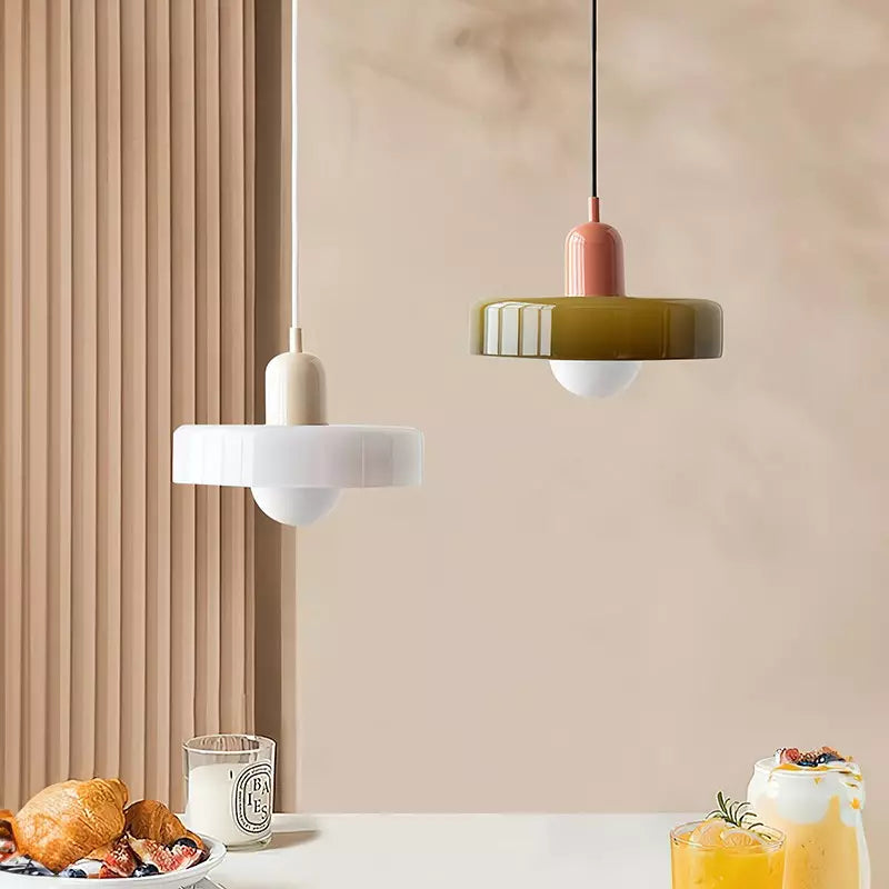 Bauhaus l Pendellampe af Farvet Glas l Vanero