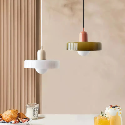Bauhaus l Pendellampe af Farvet Glas l Vanero