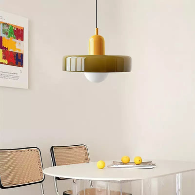 Bauhaus l Pendellampe af Farvet Glas l Vanero