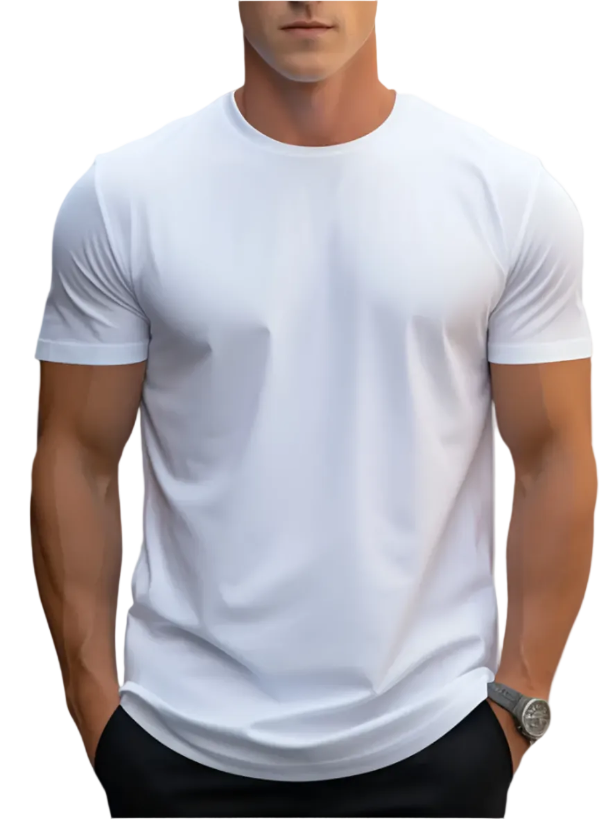 Herre T-Shirt Bomuld | Almindelig Pasform T-Shirt | Ensfarvet Design Til Hverdagsbrug | Vanero