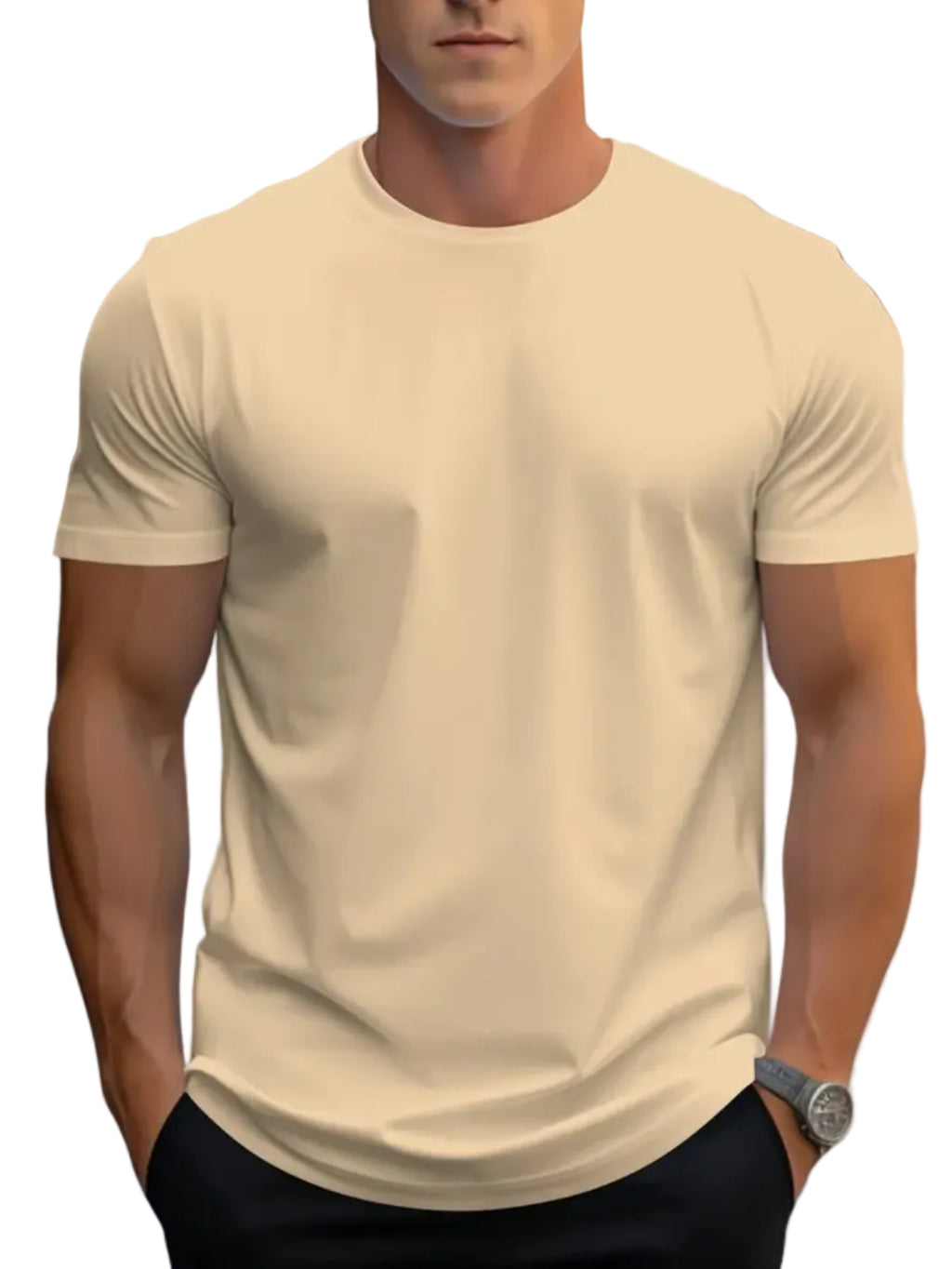 Herre T-Shirt Bomuld | Almindelig Pasform T-Shirt | Ensfarvet Design Til Hverdagsbrug | Vanero