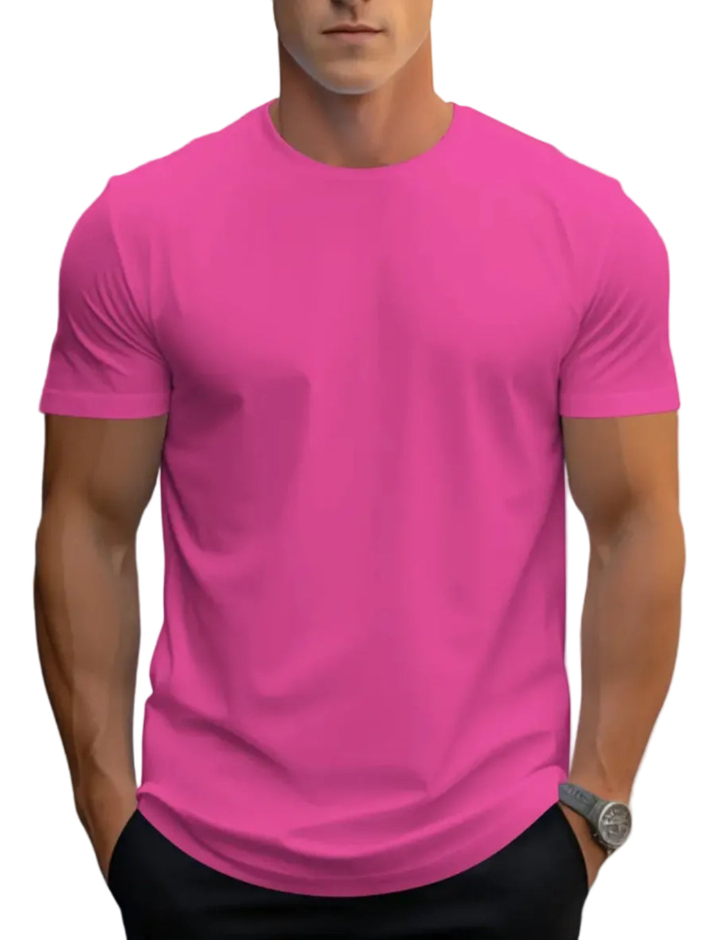 Herre T-Shirt Bomuld | Almindelig Pasform T-Shirt | Ensfarvet Design Til Hverdagsbrug | Vanero