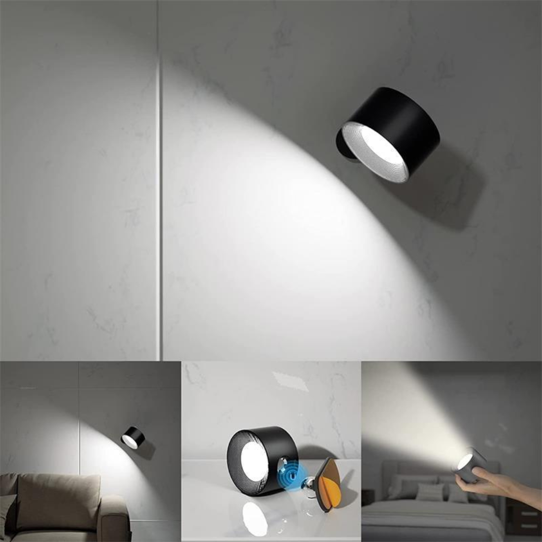 Væglampe | Genopladelig LED Belysning | Magnetisk Justerbart Design Indendørs Brug | Vanero
