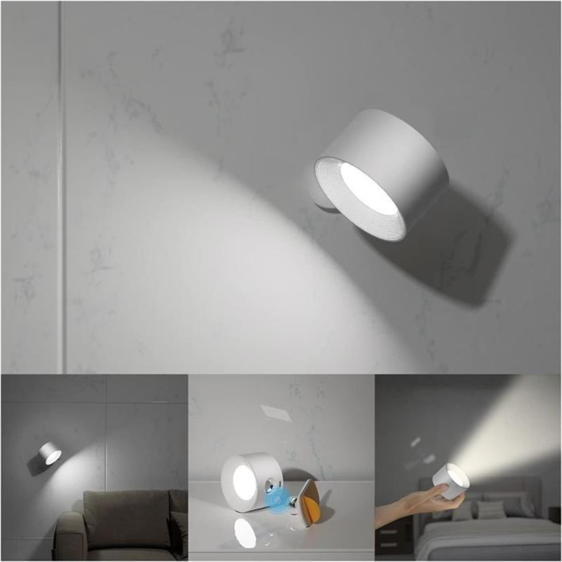 Væglampe | Genopladelig LED Belysning | Magnetisk Justerbart Design Indendørs Brug | Vanero