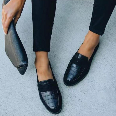 Amanada | Black crocodile loafers - Elegante sko til kvinder l Vanero