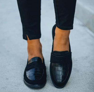 Amanada | Black crocodile loafers - Elegante sko til kvinder l Vanero