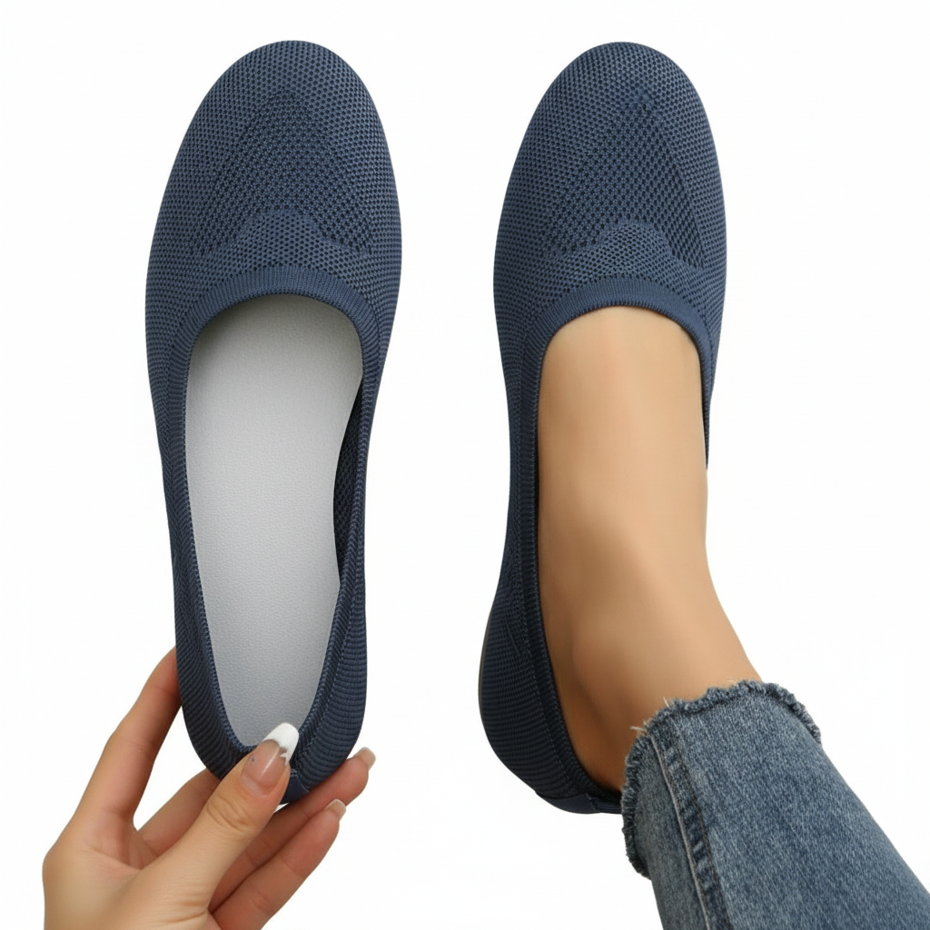 Damesko Tekstilmateriale | Fleksibel Pasform Slip-On Sko | Lav Hæl med Fleksibel Sål til Hverdagsbrug | Vanero