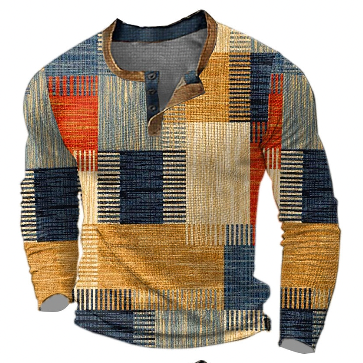 Fré | Stilfuld Henley-skjorte med geometrisk mønster l Vanero