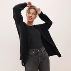 Dame Strikcardigan Strikmateriale | Løs Pasform Cardigan | Knaplukning Foran Til Hverdagsbrug & Lag-På-Lag Styling | Vanero