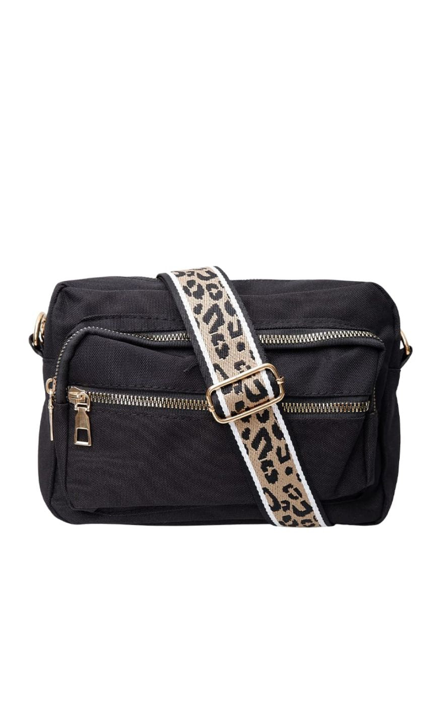 Taskee Vanda Crossbody Taske | Leoparddetalje Håndtaske | Justerbar Skulderrem med Struktureret Rum til Hverdag og Fest | Vanero