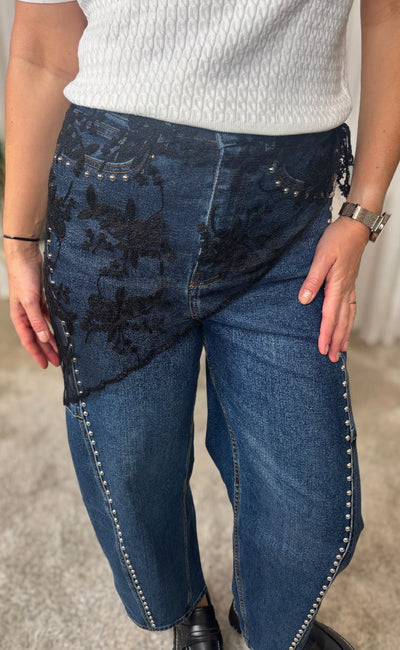 Black Colour Tørklæde - Miriana Traingle Lace | Black | Vanero