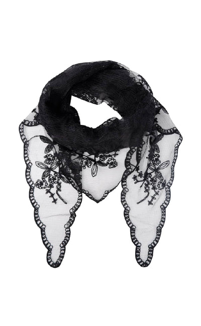 Black Colour Tørklæde - Miriana Traingle Lace | Black | Vanero