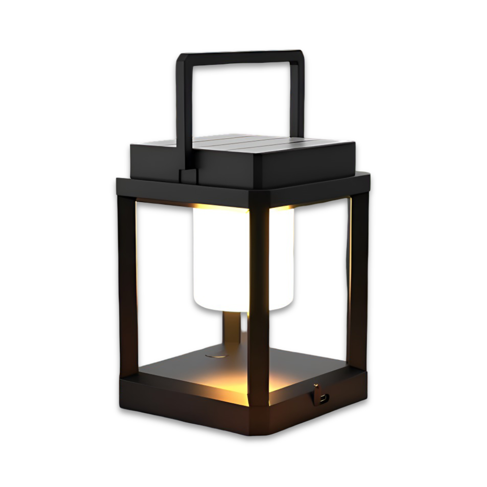 BlackQuad Lanterne | Sol & USB Genopladelig Havebelysning - Bærbar Solarlampe til Haven | Vanero