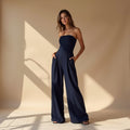 Dame Jumpsuit Let Tekstilmateriale | Regular Fit Stropløs Jumpsuit | Slip-On Design til Hverdagsbrug & Sociale Anledninger | Vanero