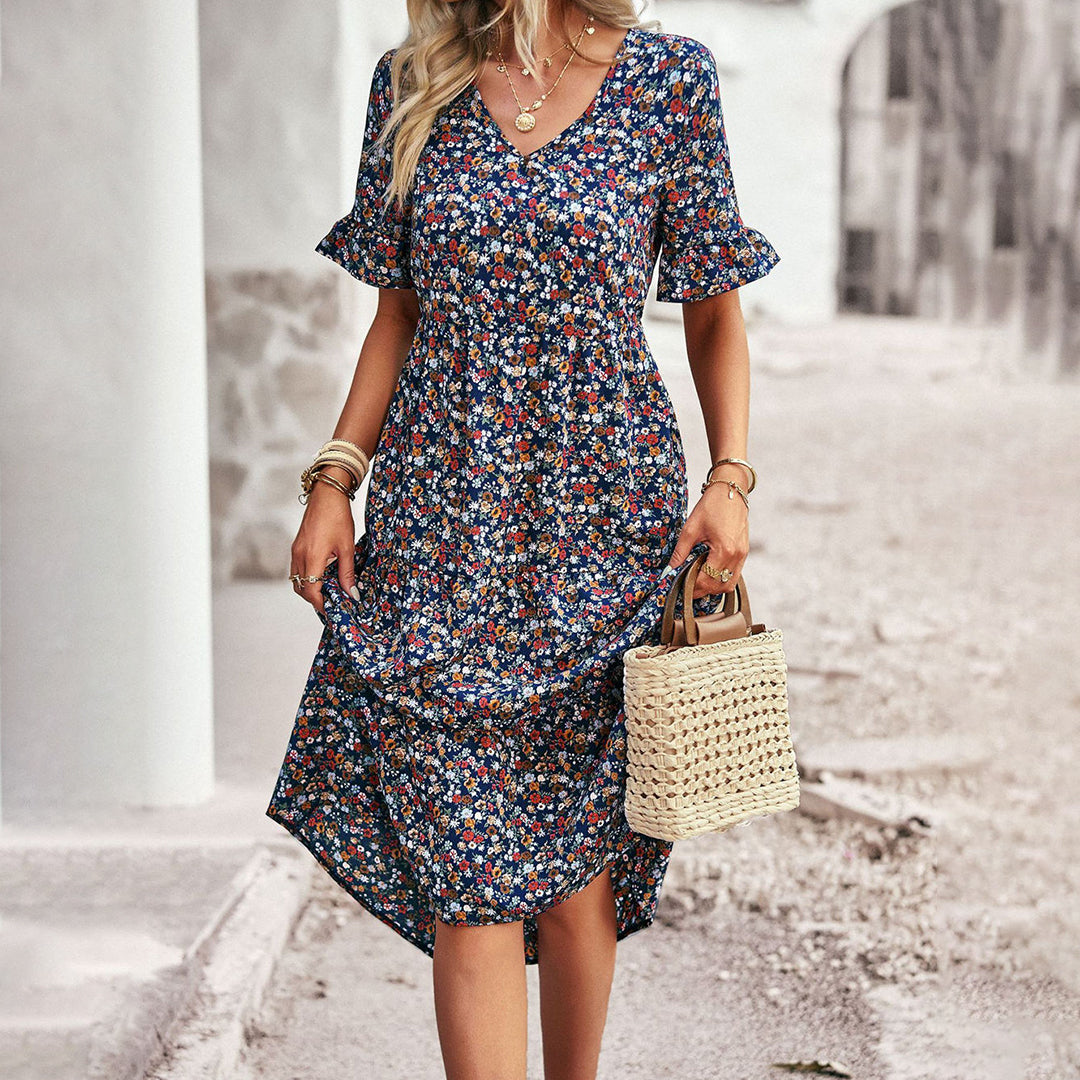 Let Sommerkjole Med Blomstermønster | Luftig & Frisk Stil | Vanero