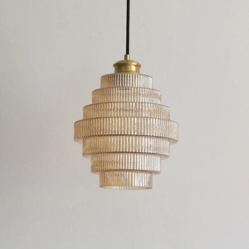 Flaskeformet Pendellampe Med Glasskærm | Loftlampe I Messing Kompatibel Med E27 Pærer | Justerbar Indendørs Belysning | Vanero