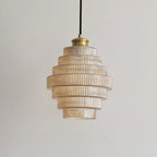 Flaskeformet Pendellampe Med Glasskærm | Loftlampe I Messing Kompatibel Med E27 Pærer | Justerbar Indendørs Belysning | Vanero