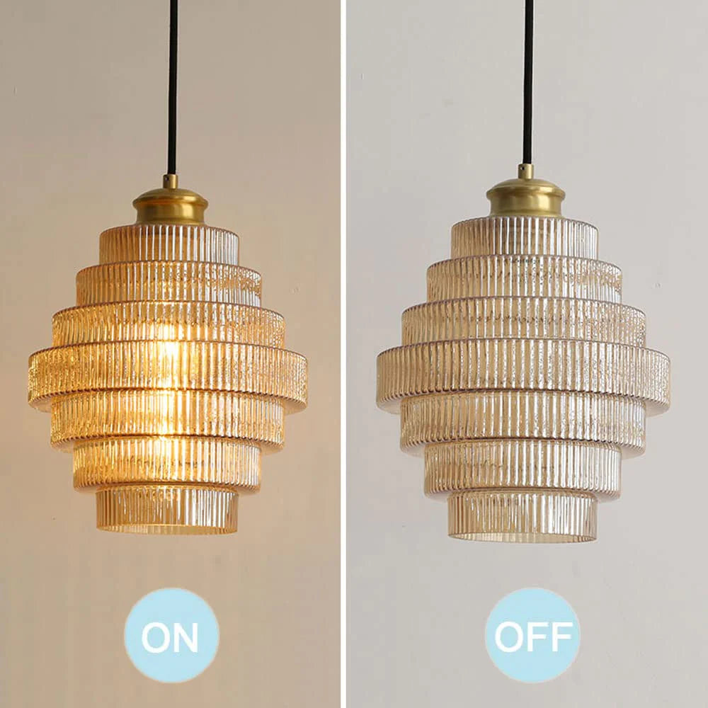 Flaskeformet Pendellampe Med Glasskærm | Loftlampe I Messing Kompatibel Med E27 Pærer | Justerbar Indendørs Belysning | Vanero