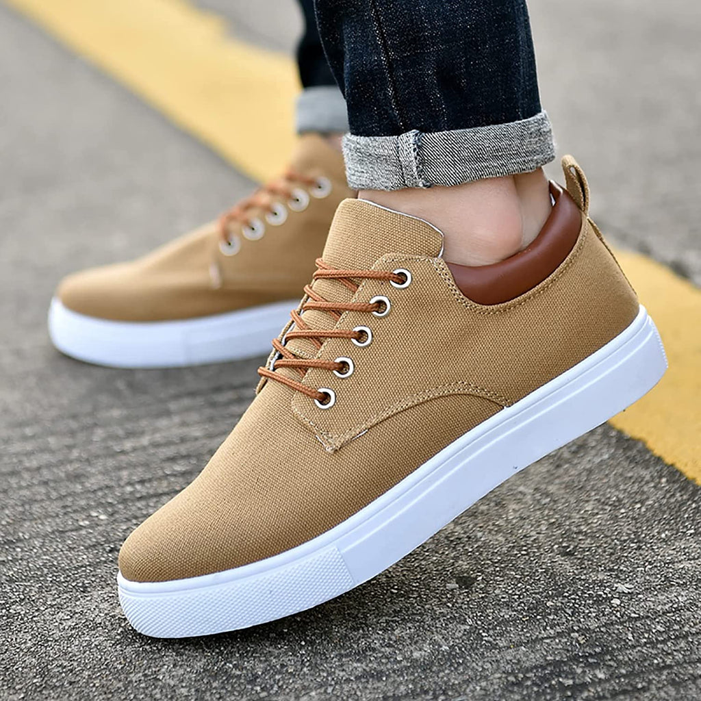 Herre Canvas Sneakers Lav Profil Design | Snørelukket Fritidsfodtøj | Gummisål Til Hverdag & Fritidsbrug | Vanero