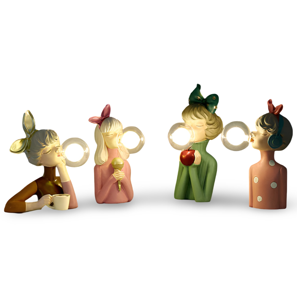 BubbleFairies Bordlampe | Charmerende Quartett Tegneserie Pige Statuer | Vanero