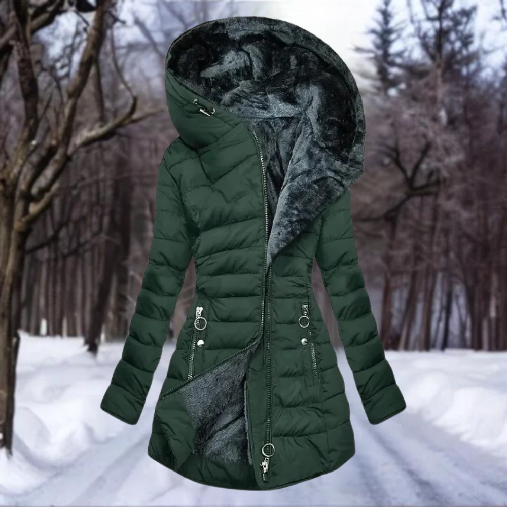Vita | Luksuriøs Pelsfrakke Dame Grøn Elegant Design Regular Fit | Vanero
