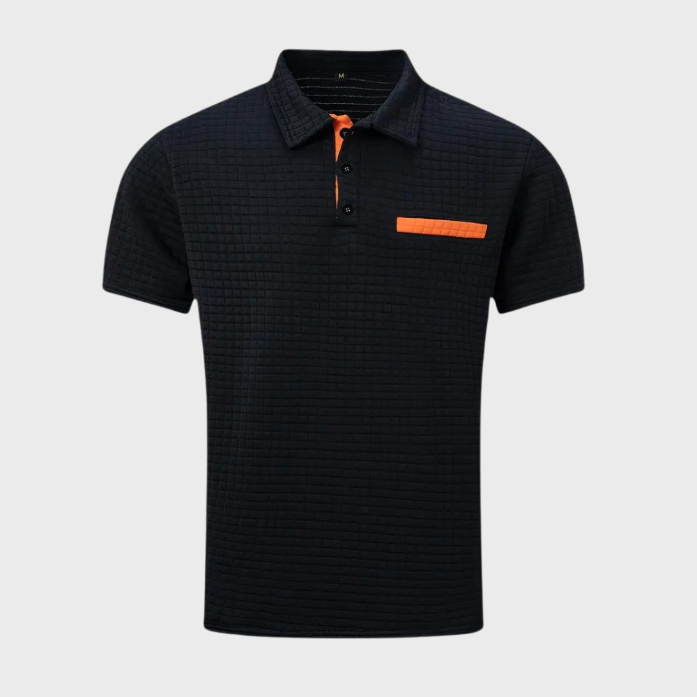 Renz Polyesterblanding | Regular Fit Herrepolo | Knaplukning Foran til Sport & Hverdagsbrug | Vanero
