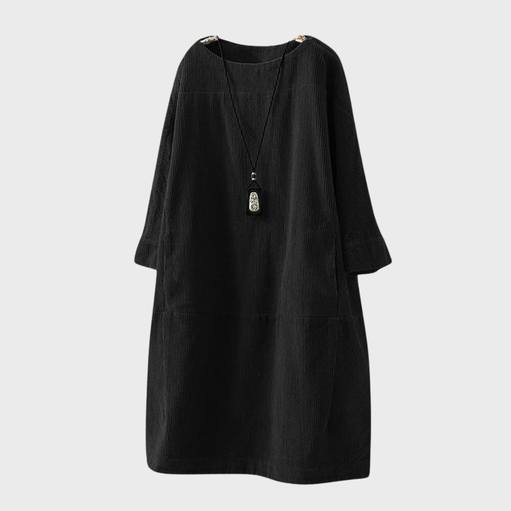 Freja | Elegant Fløjlskjole med Blød Struktur | Vanero